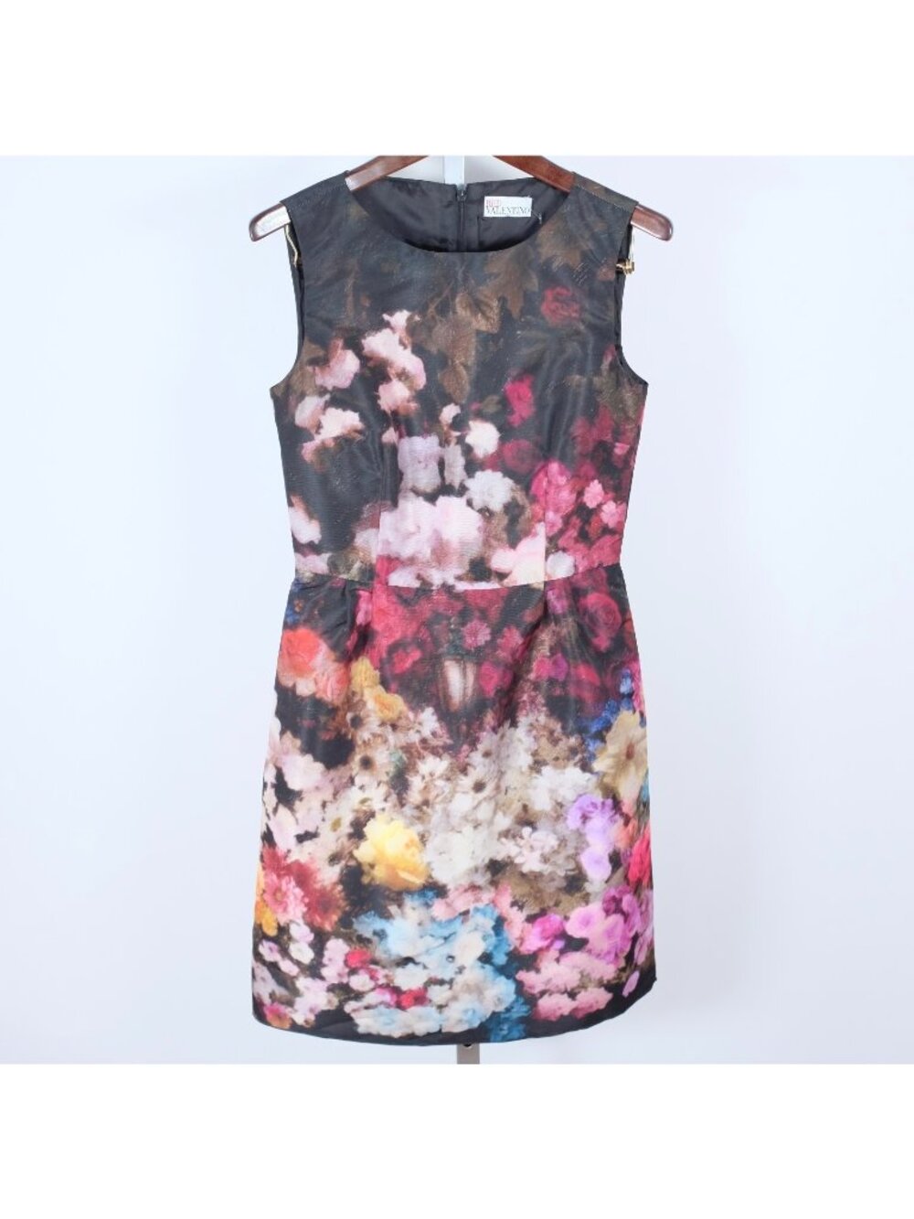 Valentino Red 38 US 0 dress black floral print w/ pockets